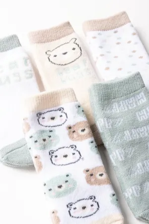 5 Pack Bear Socks Multi