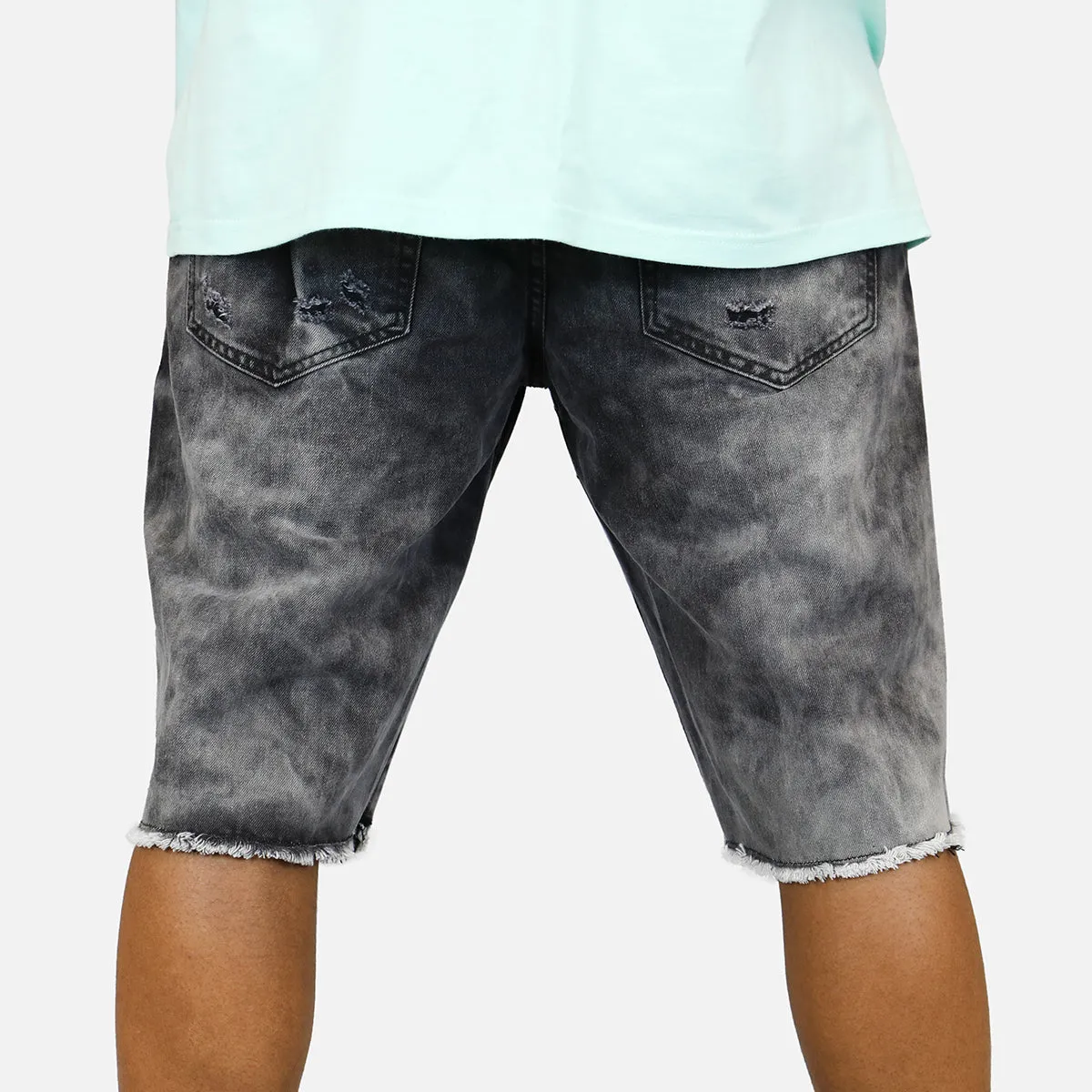 ACID WASH RIP DENIM SHORTS