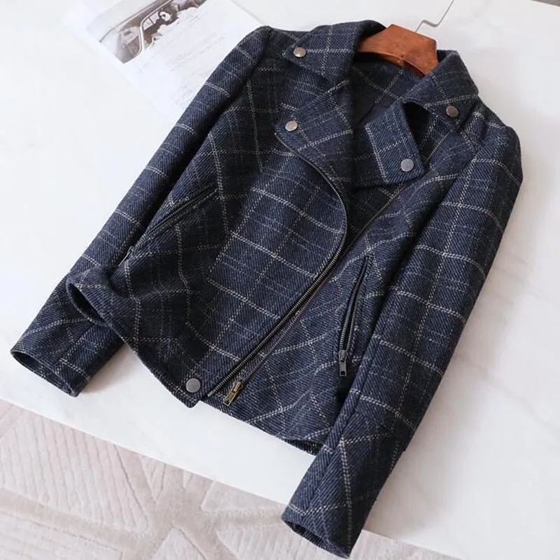 Amy Fashion - Chic Short Plaid Jackets