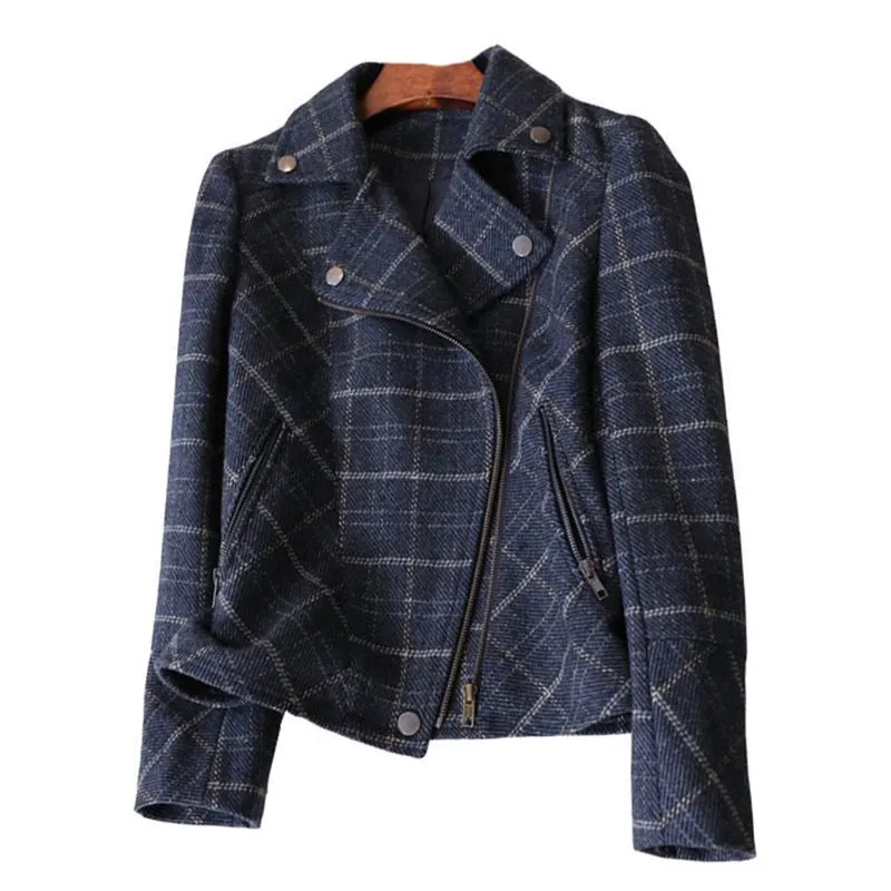 Amy Fashion - Chic Short Plaid Jackets