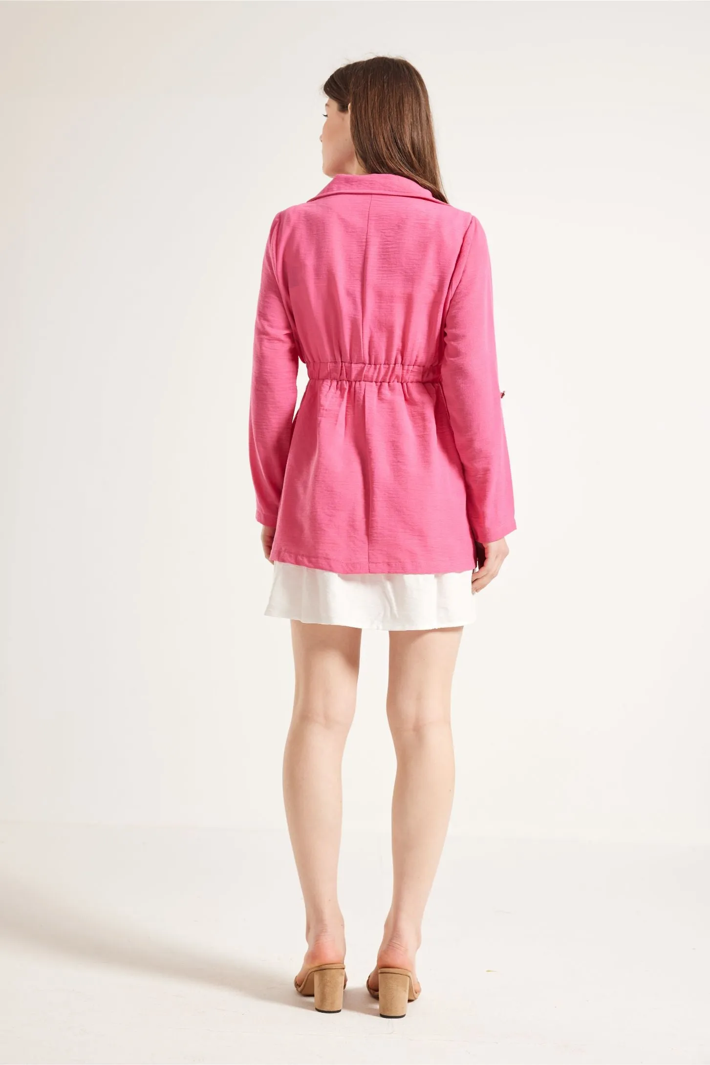 ANGELA LINEN JACKET - PINK