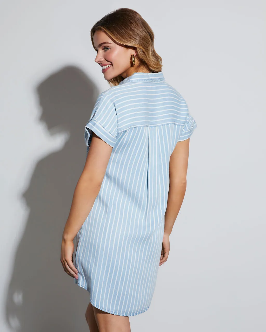 Aspire Striped Mini Shirt Dress