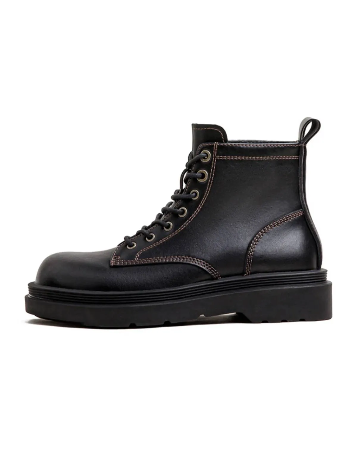 Black Leather Mid-Cut Martin Boots