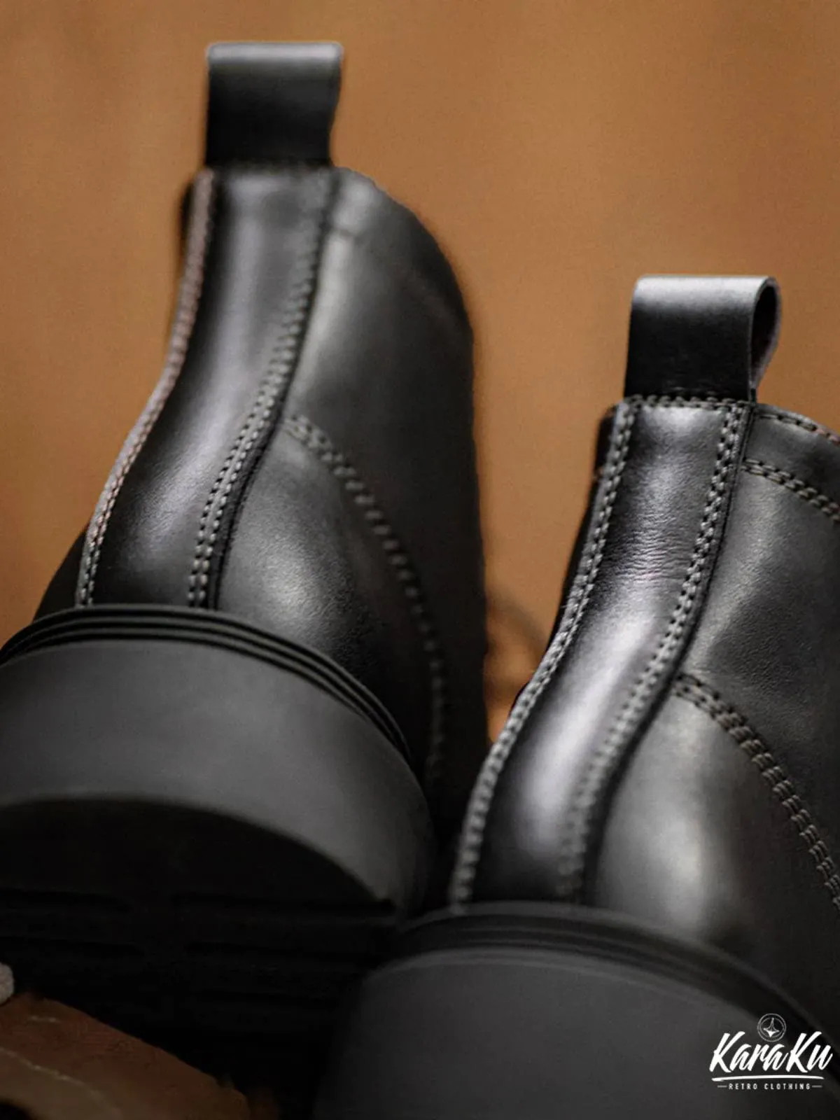 Black Leather Mid-Cut Martin Boots