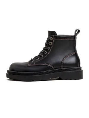 Black Leather Mid-Cut Martin Boots