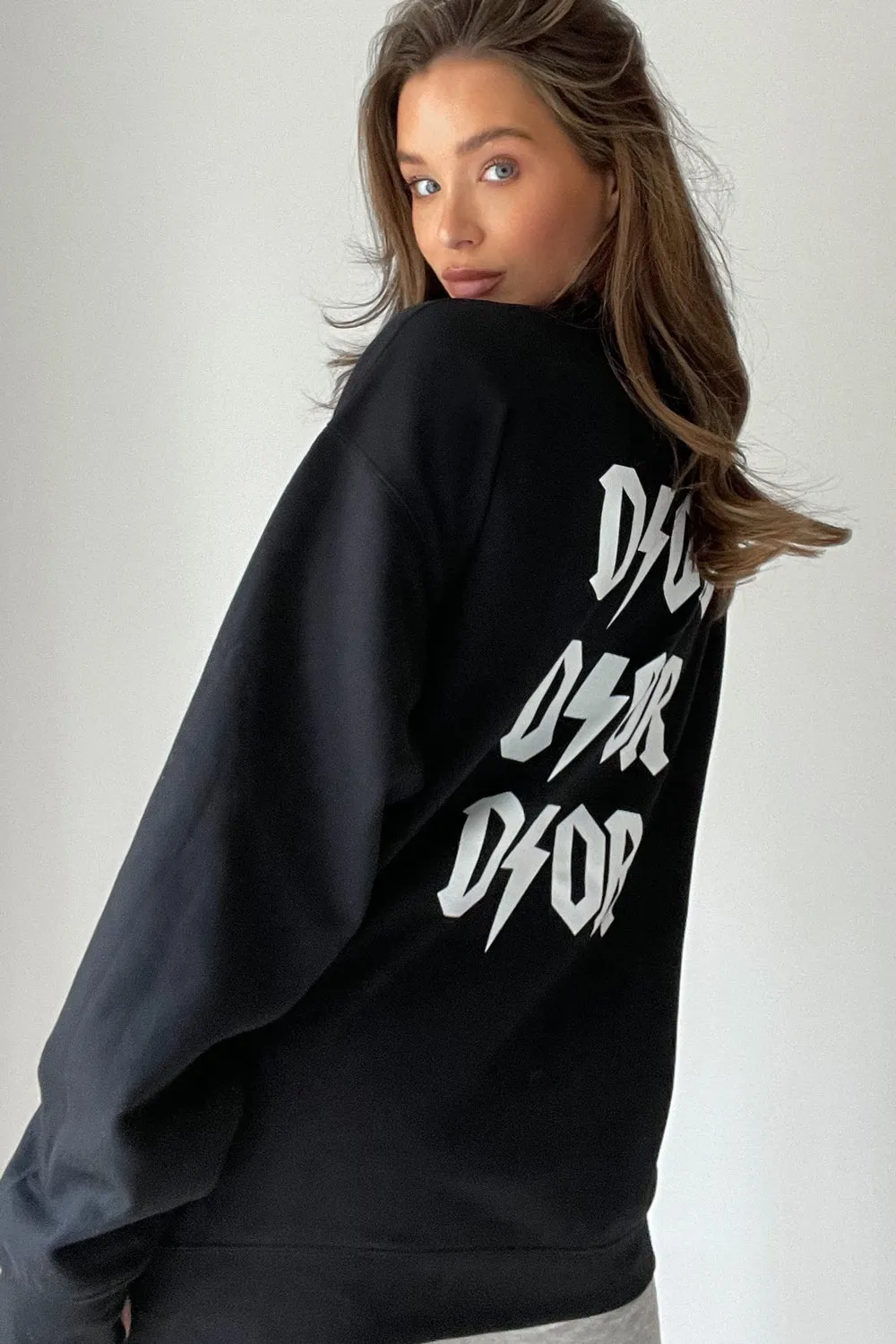 Black Slogan Oversized Jumper