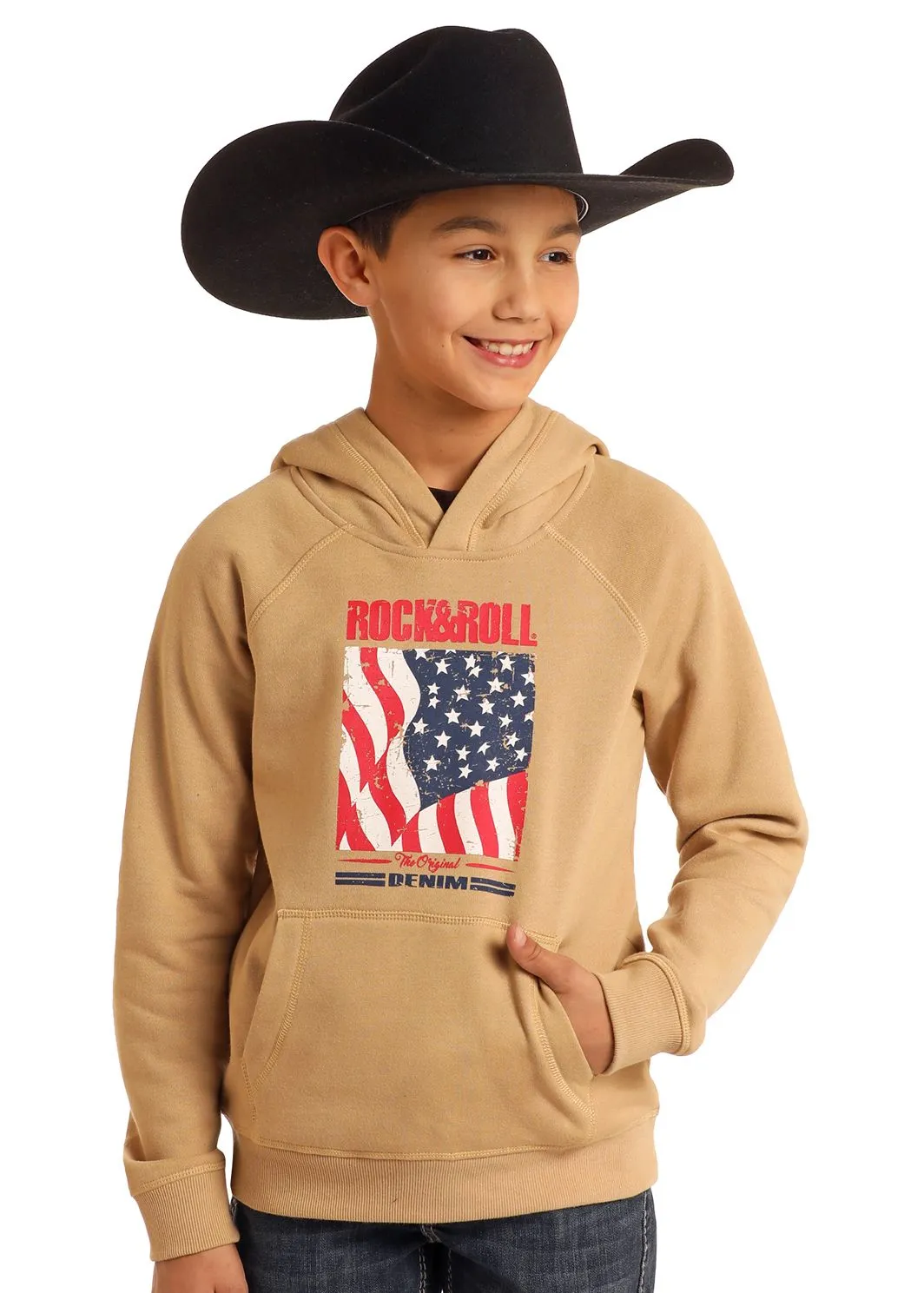 Boy's Rock & Roll USA Flag Hoodie