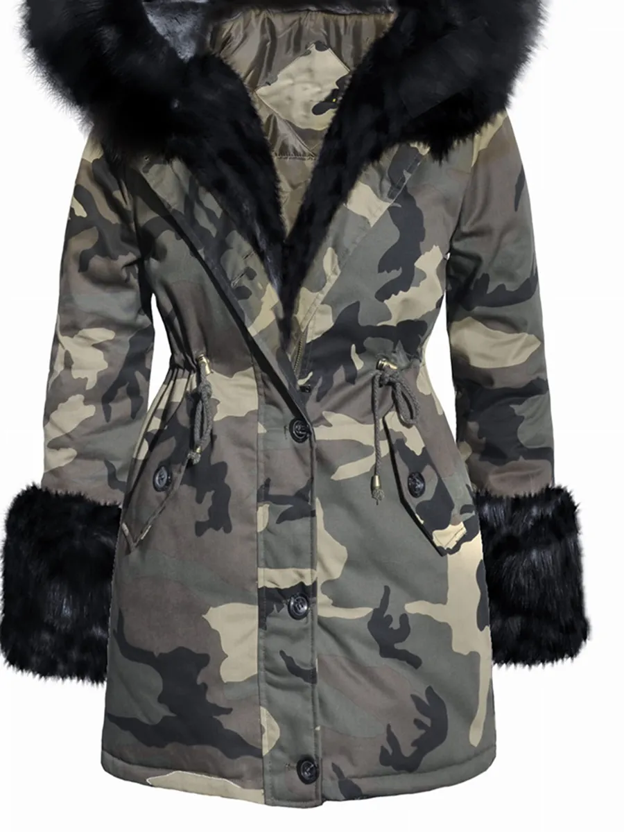 Camouflage Hooded Padded Coat