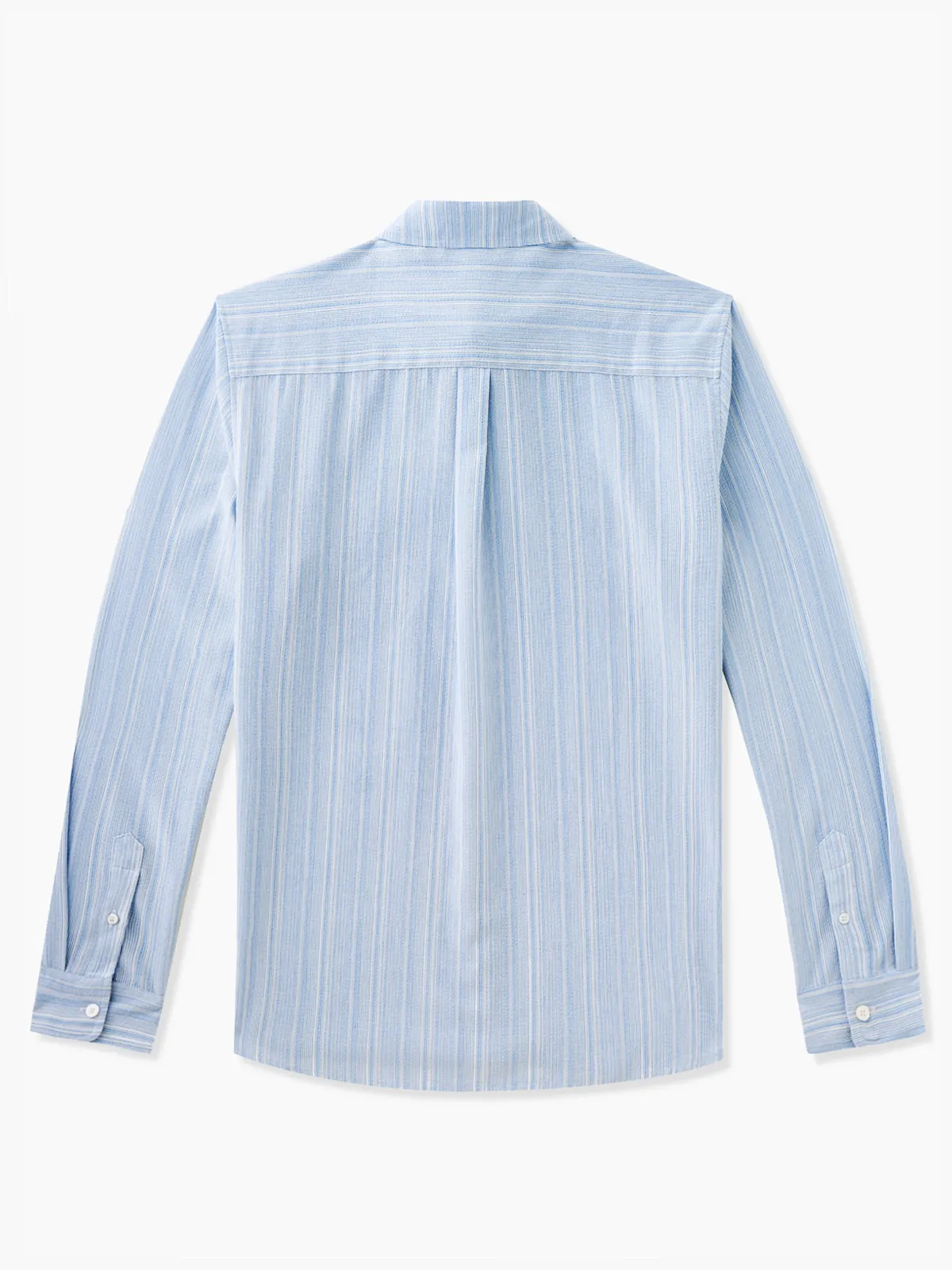 Classic Light Blue Striped Double-Pocket Cotton Shirt