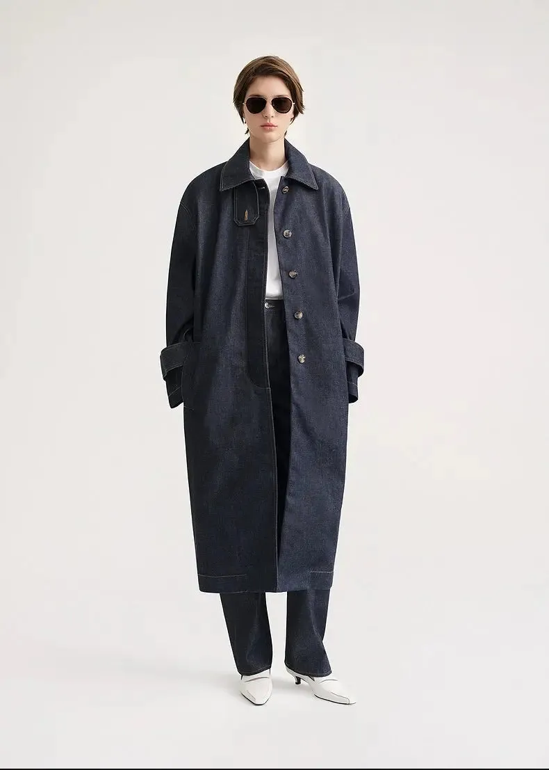 Collar Straight-leg Loose Mid Length Long Length Trench Coat Outwear Women