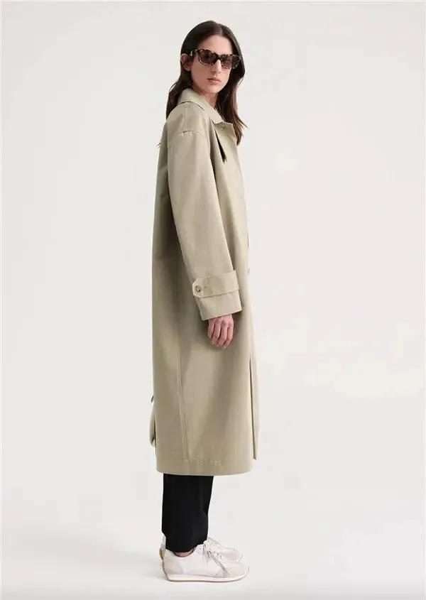 Collar Straight-leg Loose Mid Length Long Length Trench Coat Outwear Women