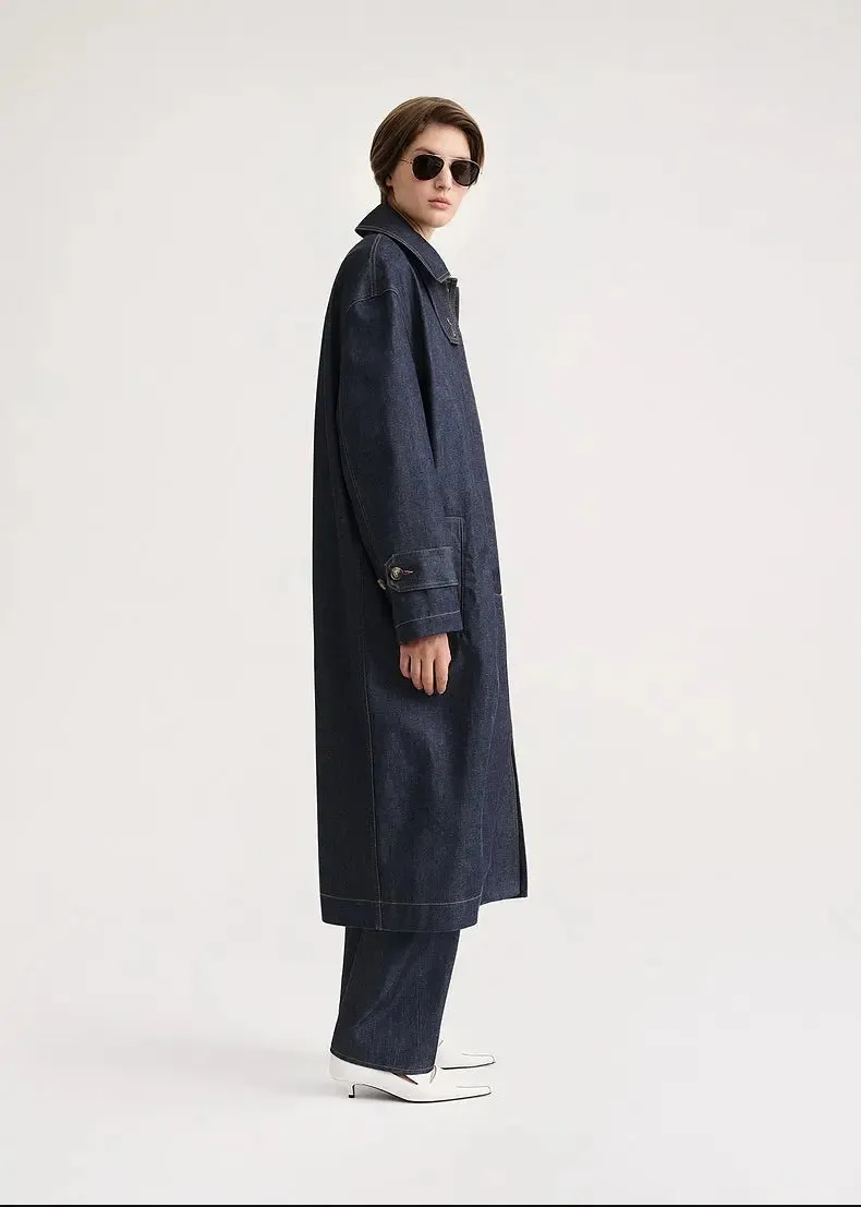 Collar Straight-leg Loose Mid Length Long Length Trench Coat Outwear Women