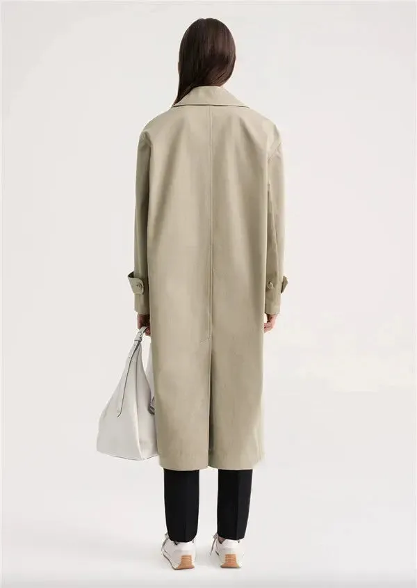 Collar Straight-leg Loose Mid Length Long Length Trench Coat Outwear Women