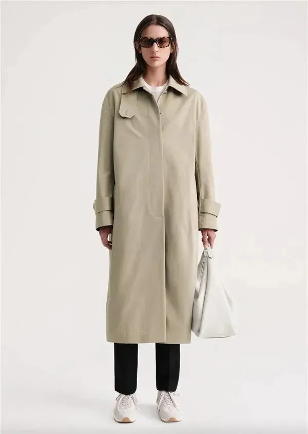 Collar Straight-leg Loose Mid Length Long Length Trench Coat Outwear Women