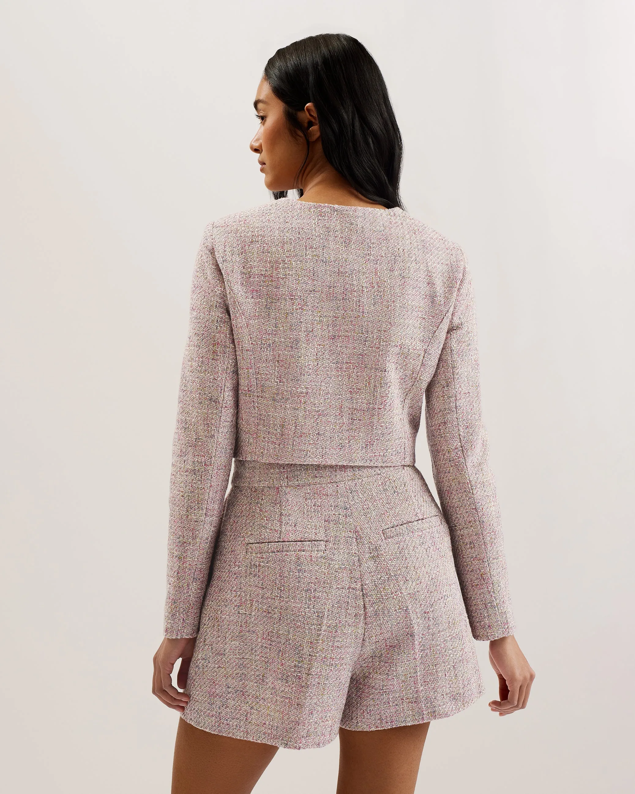 Consta Tailored Fitted Boucle Cropped Jacket Ivory