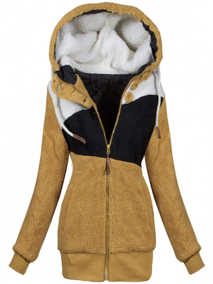 Contrast Stitching Hooded Casual Coats