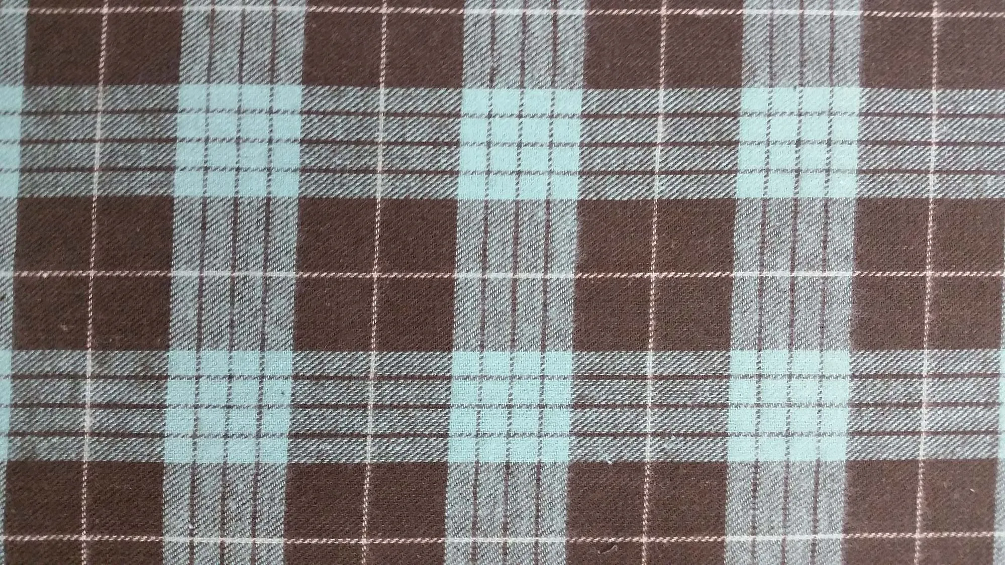 COTTON FLANNEL YARN DYED PLAID D# 3 NON-STRETCHED WOVEN - SHIRTING FABRIC<br><h6>4-BROWN/AQUA<br>271-CFNL#3</h6>