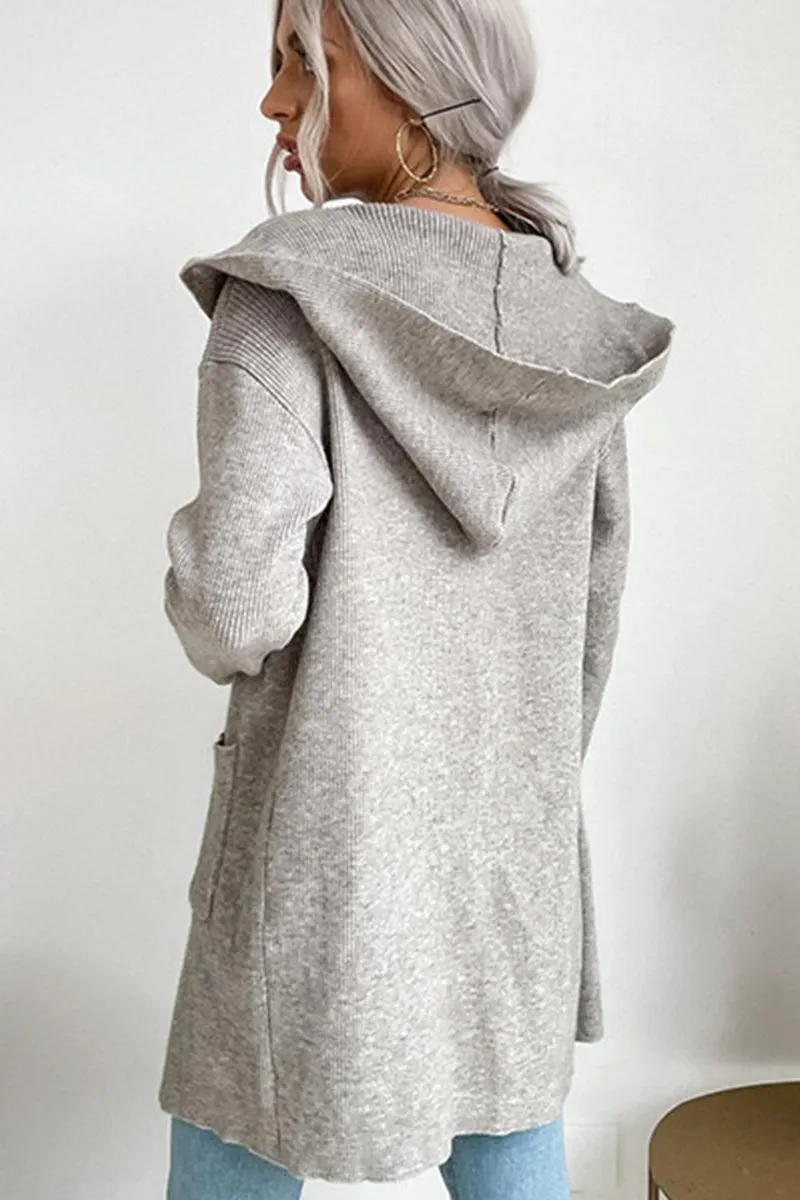 DAILY SOLID HOODIE CARDIGAN WITH POCKETS