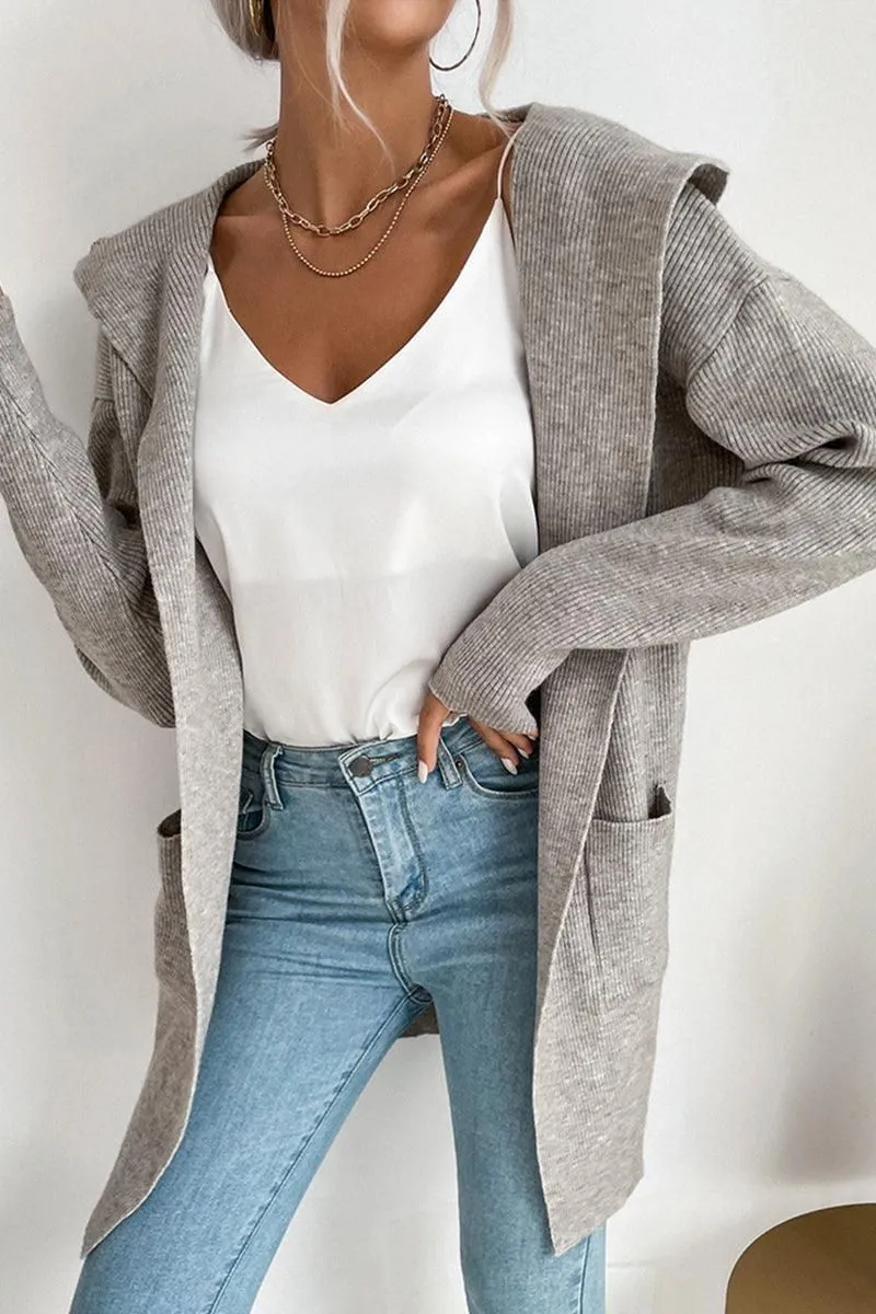 DAILY SOLID HOODIE CARDIGAN WITH POCKETS