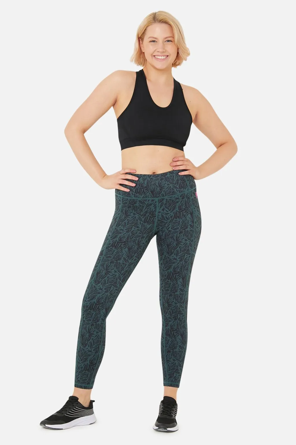 Elevate Gym Leggings - Abstract Green Leaf