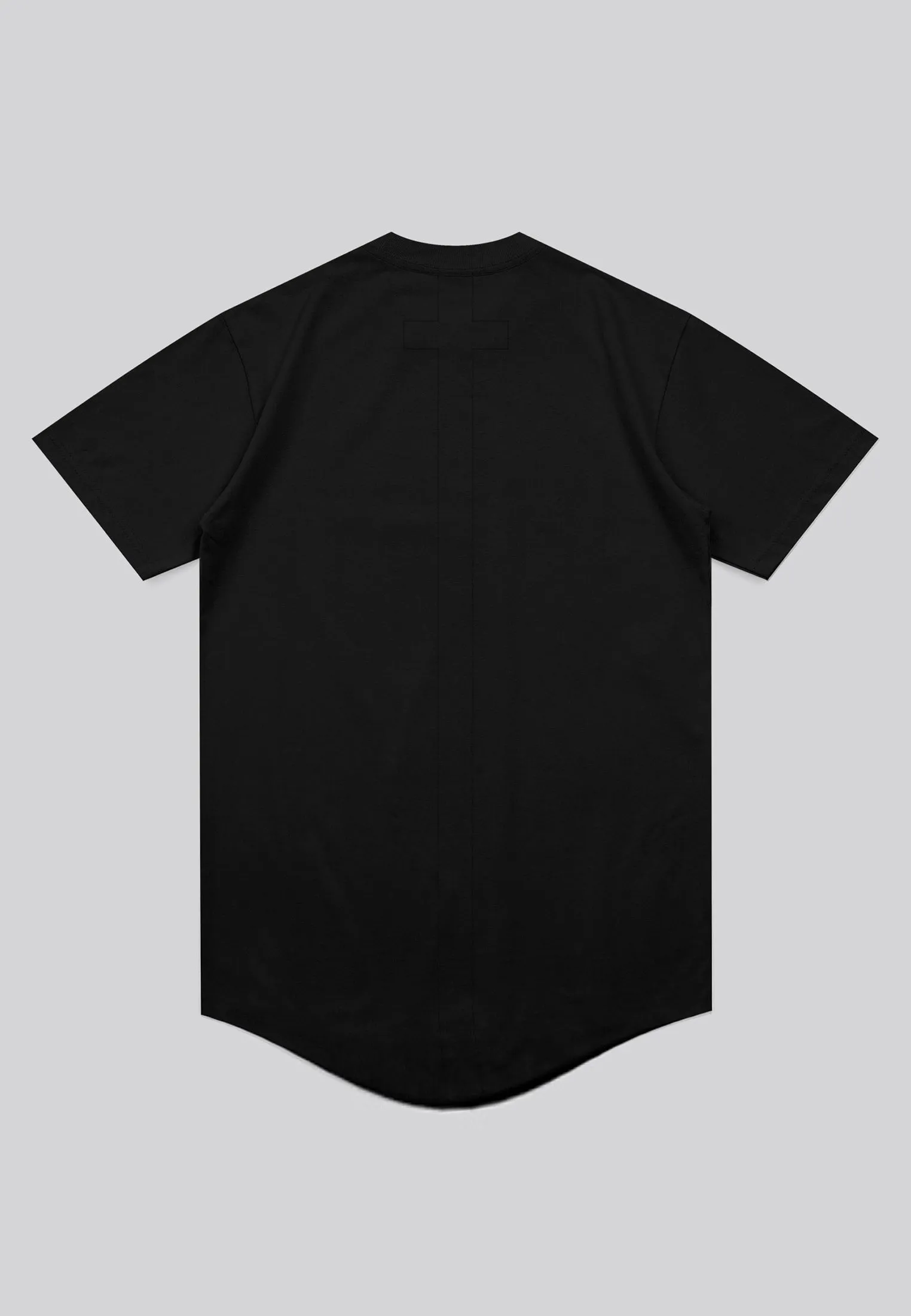 ESSENTIAL CURVED HEM BLACK T-SHIRT