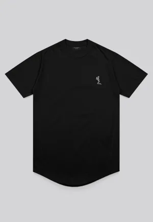 ESSENTIAL CURVED HEM BLACK T-SHIRT