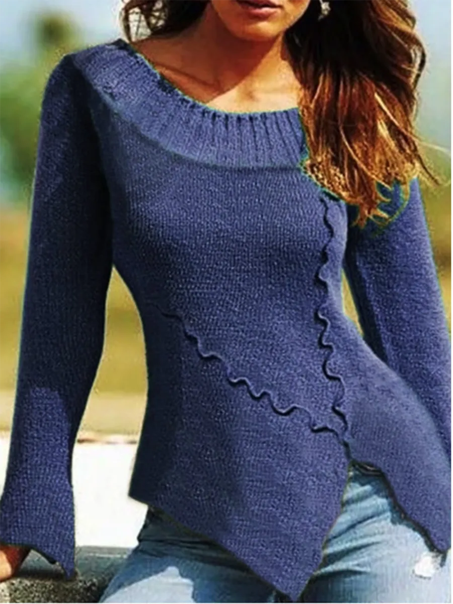 European and American Large Size Retro Casual Irregular Sweater