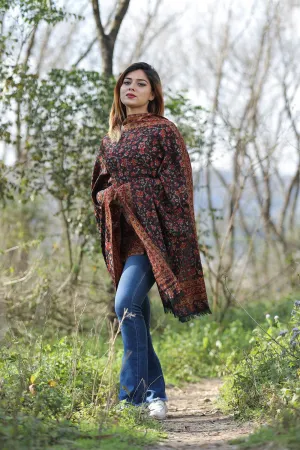 Exotic Charcoal Black Colour Designer Shawl With Beautifully Highlighted With Floral pattern A Sure to Give You Warm Look.