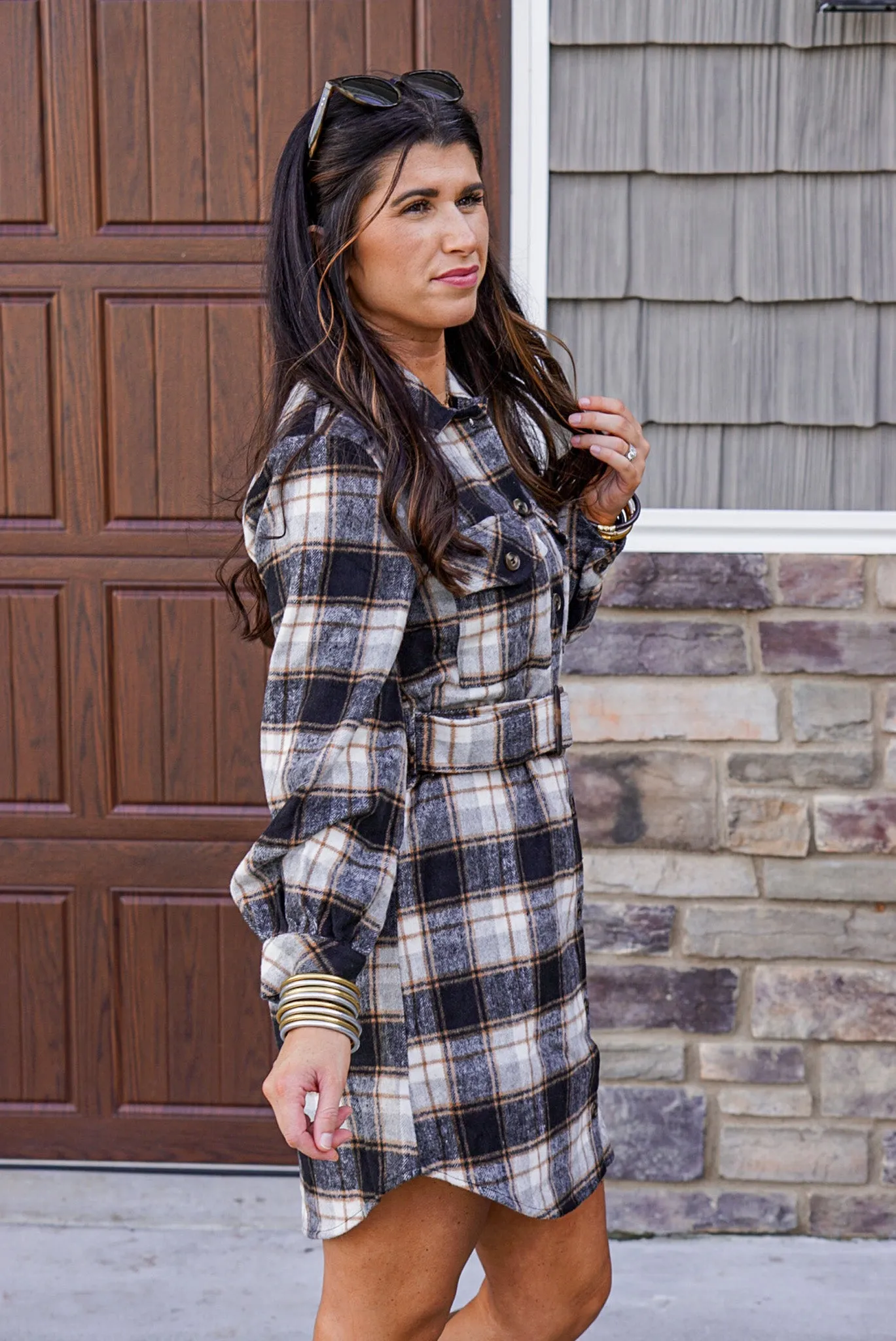 Flannel Babe Black Plaid Dress