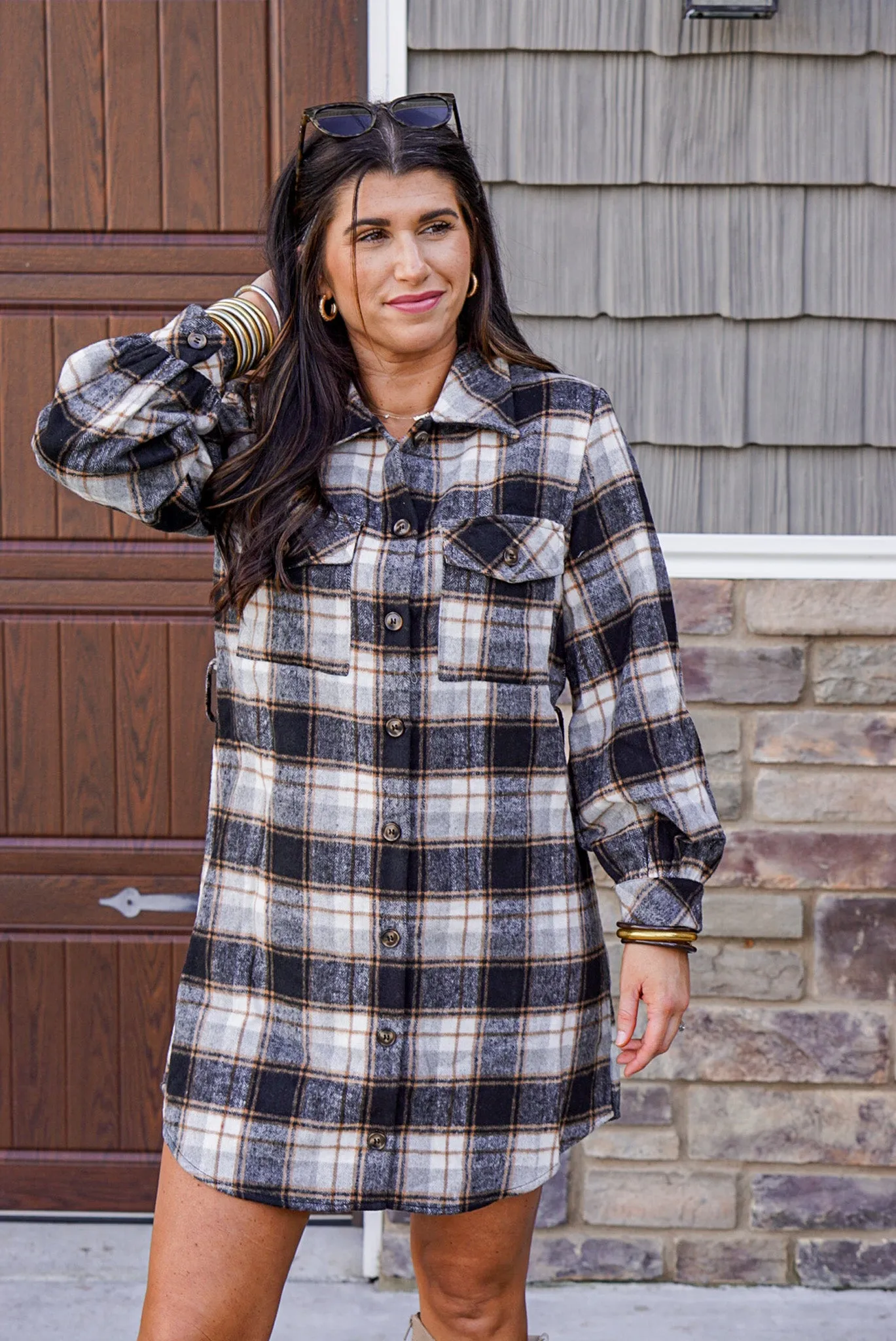 Flannel Babe Black Plaid Dress