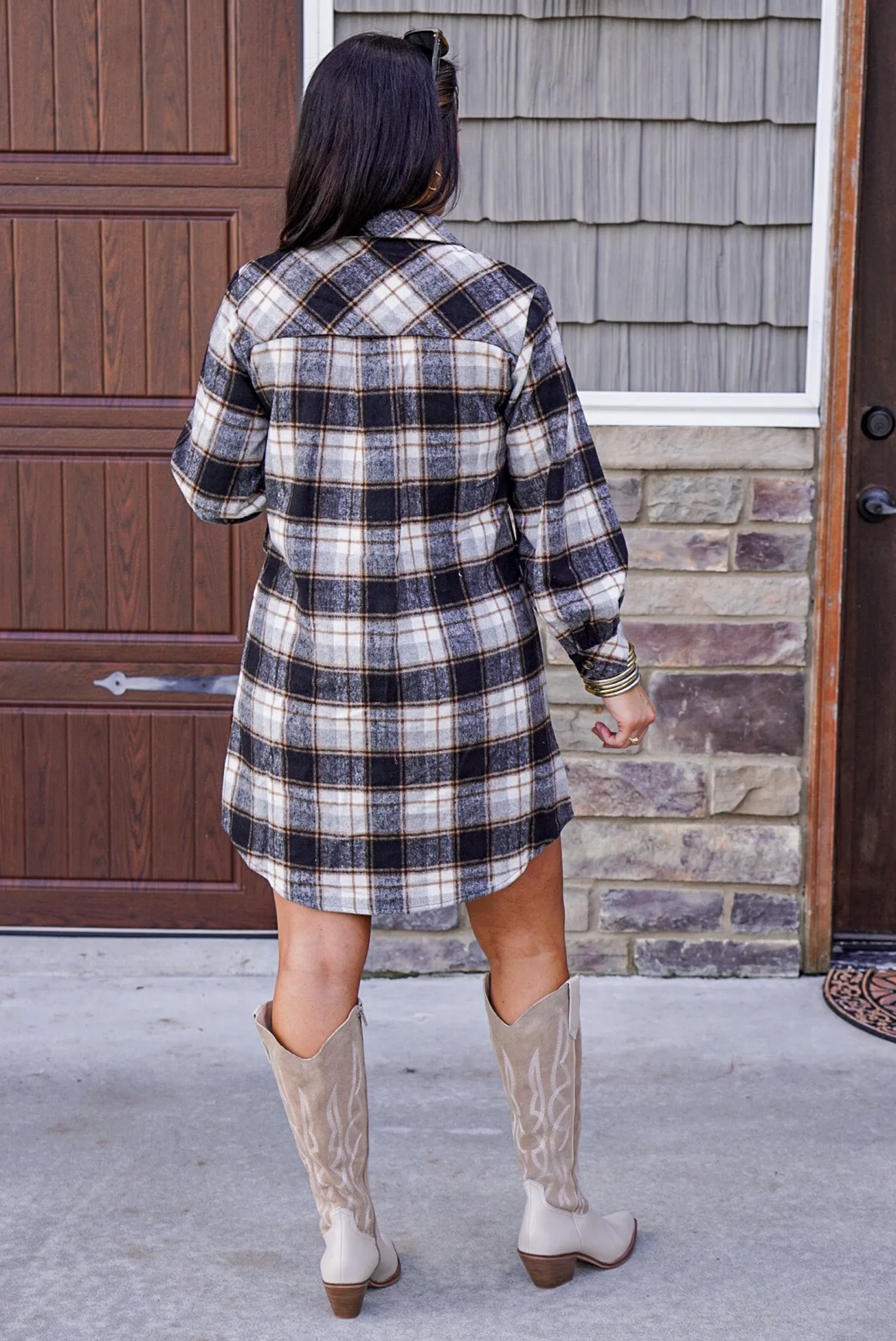 Flannel Babe Black Plaid Dress