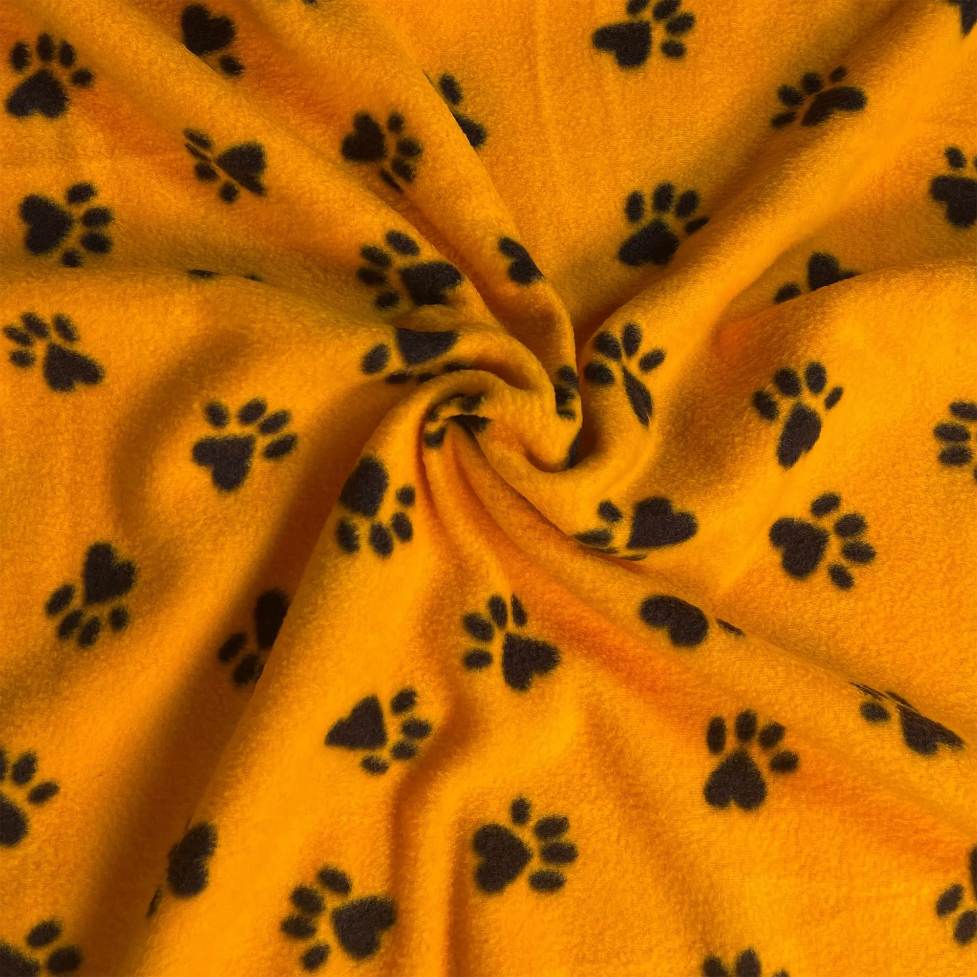 Fleece Fabric By The Yard | Paws Print (Yellow & Black)