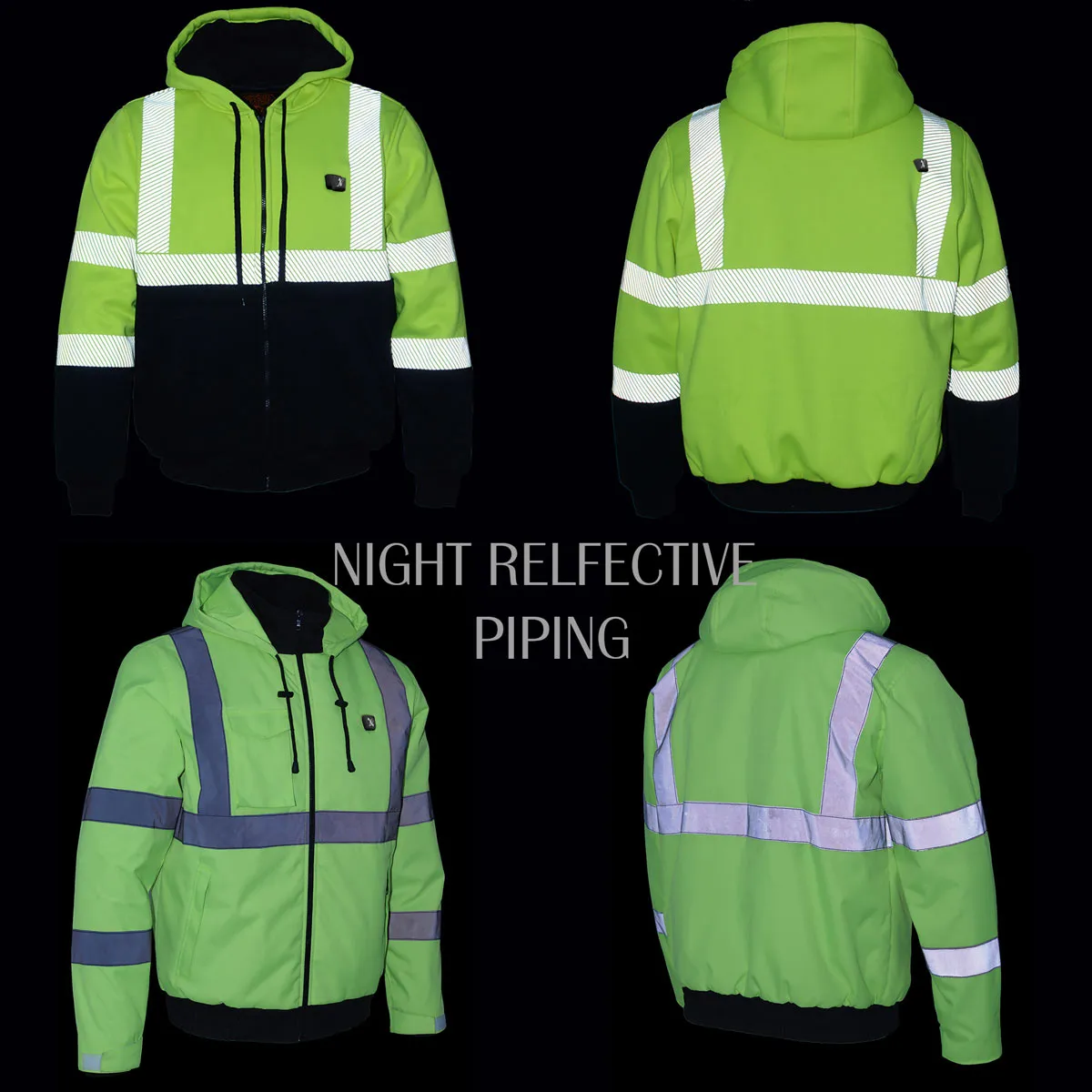 High Viz Men’s Green Textile Jacket w/ Front/Back Heating Elements  Battery Pack included