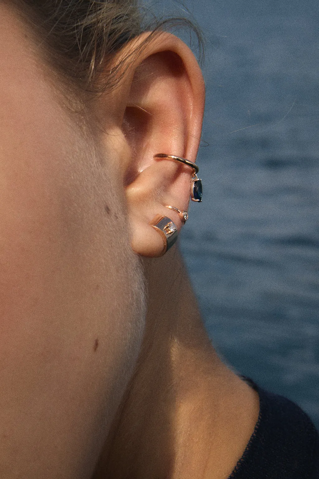 Marquise Sapphire gold ear cuff