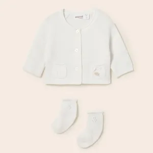 Mayoral White Cardigan & Socks Set