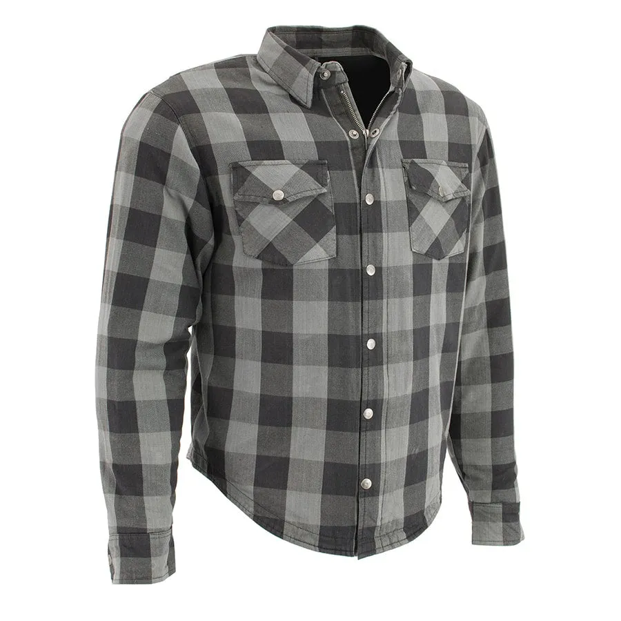 Men’s Armored Checkered Flannel Biker Shirt w/ Aramid® by DuPont™ Fibers