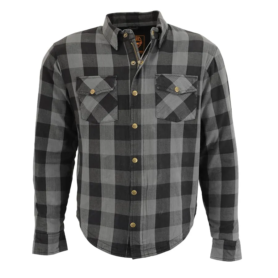 Men’s Armored Checkered Flannel Biker Shirt w/ Aramid® by DuPont™ Fibers