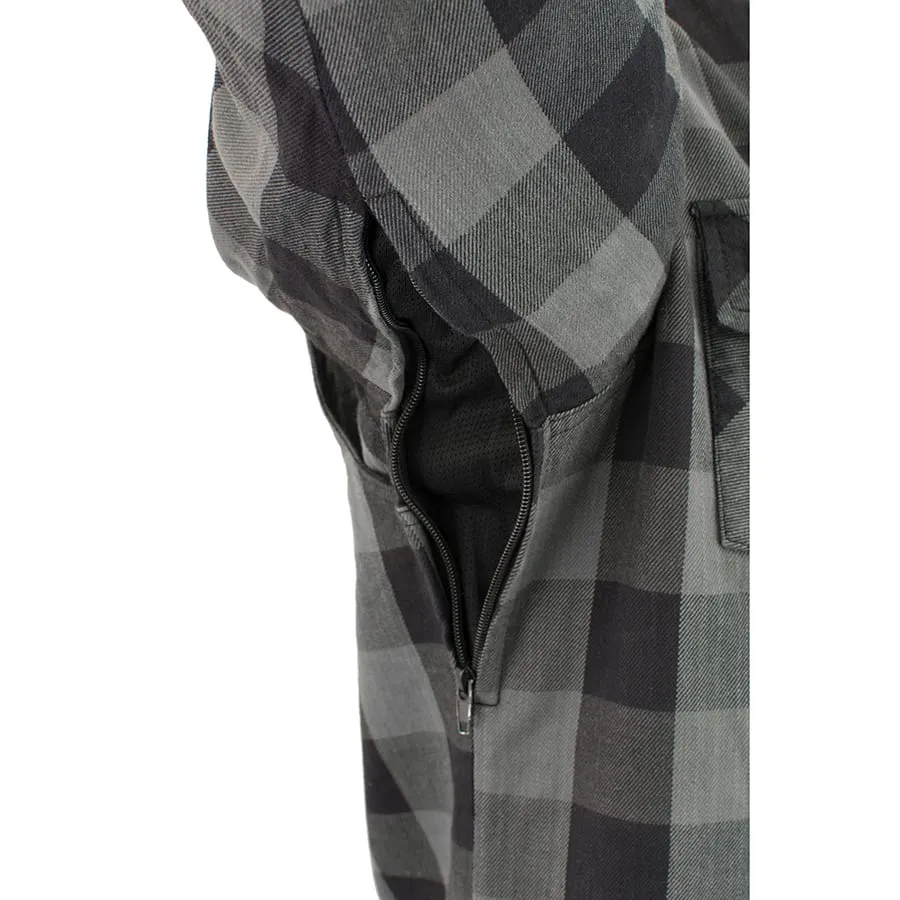 Men’s Armored Checkered Flannel Biker Shirt w/ Aramid® by DuPont™ Fibers