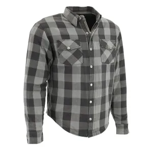 Men’s Armored Checkered Flannel Biker Shirt w/ Aramid® by DuPont™ Fibers