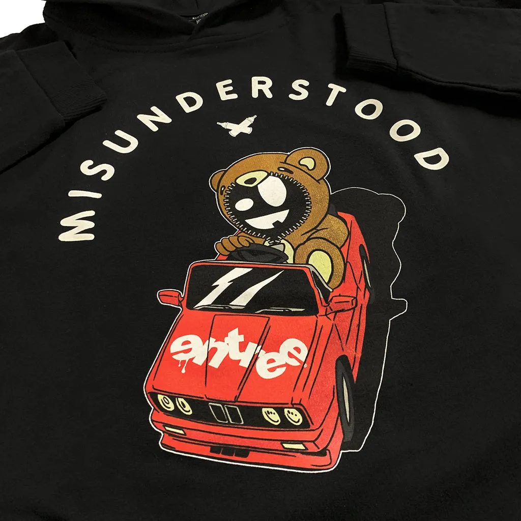 Misunderstood Drop Top Teddy Drop Shoulder Black Pullover Hoodie