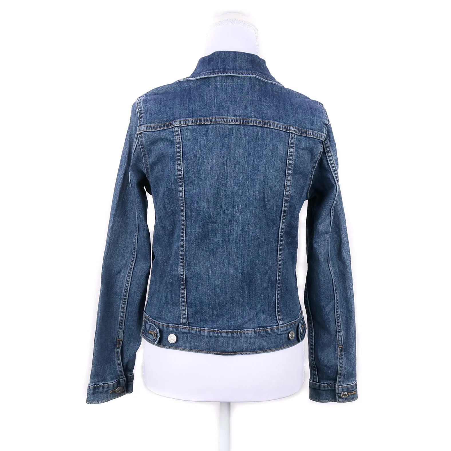 MK22504 - Embroidered Denim Jacket Dark Wash Blue - Not Hooded