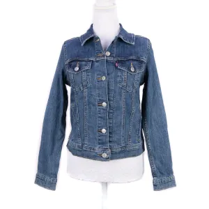 MK22504 - Embroidered Denim Jacket Dark Wash Blue - Not Hooded