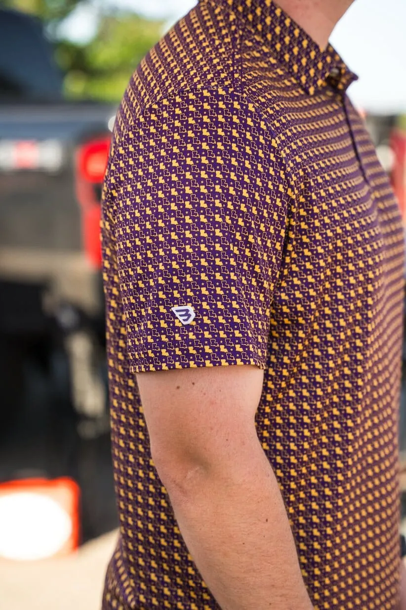 Performance Polo - Louisiana Purple & Yellow