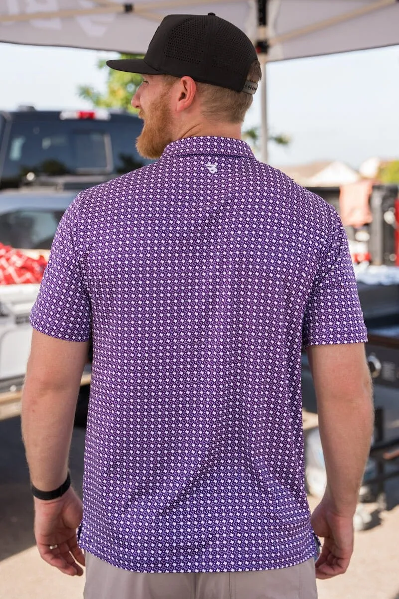 Performance Polo - Texas Purple & White