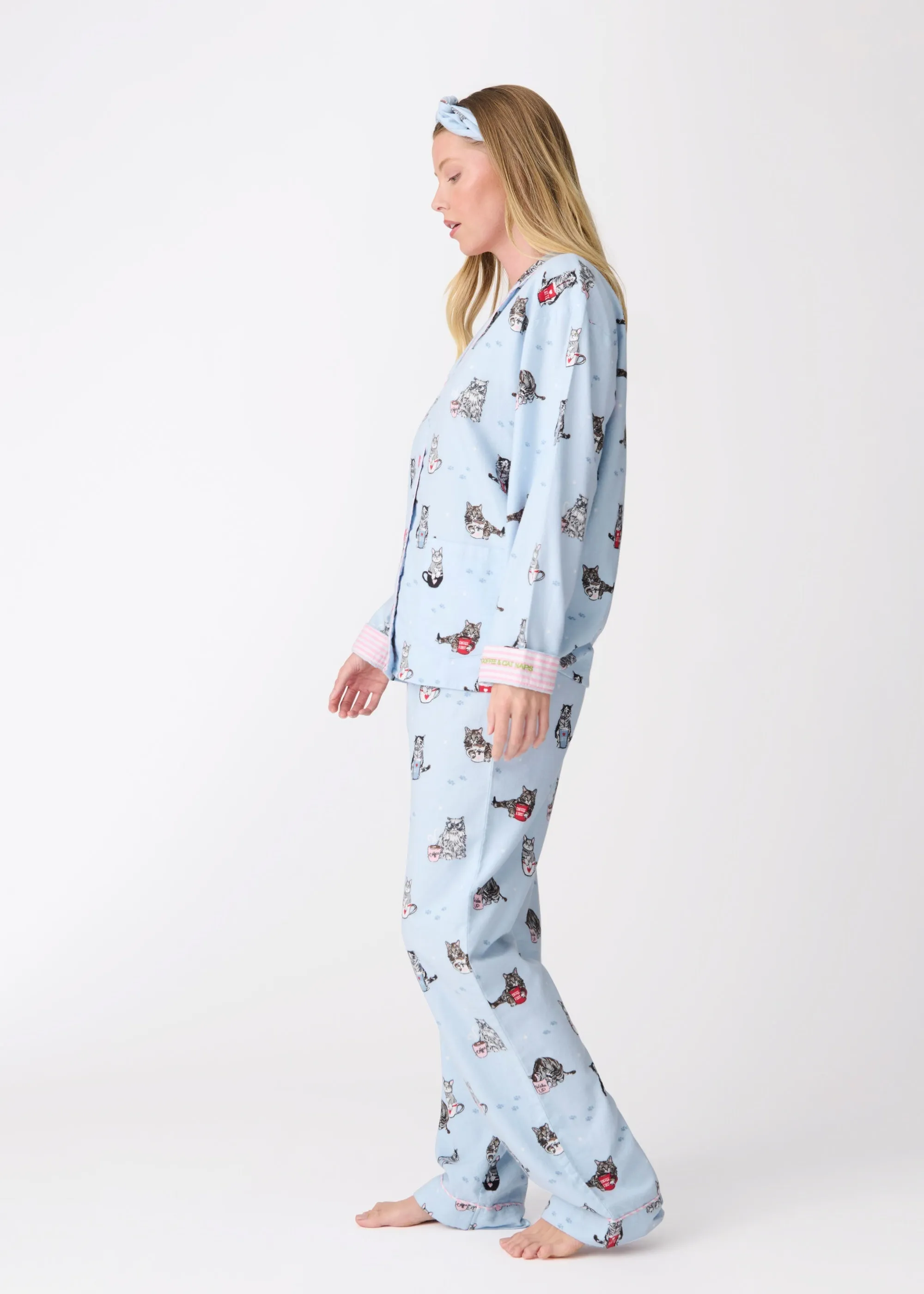 PJ Salvage - Coffee & Cat Naps Flannel PJ Set