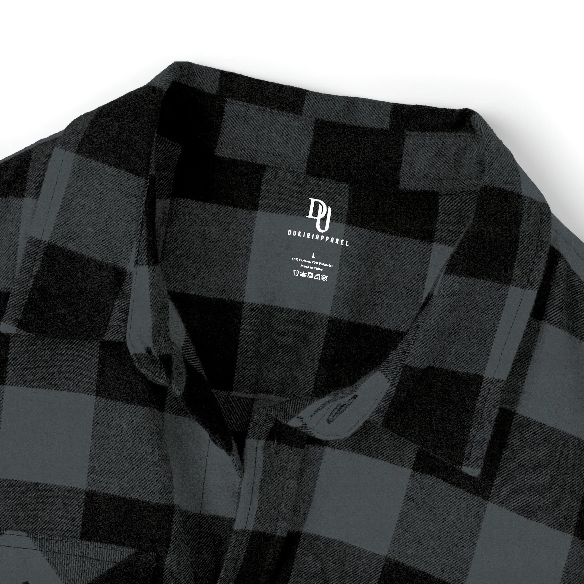 Pleated Black-Gray Flannel Shirt-Conquerors Graphic