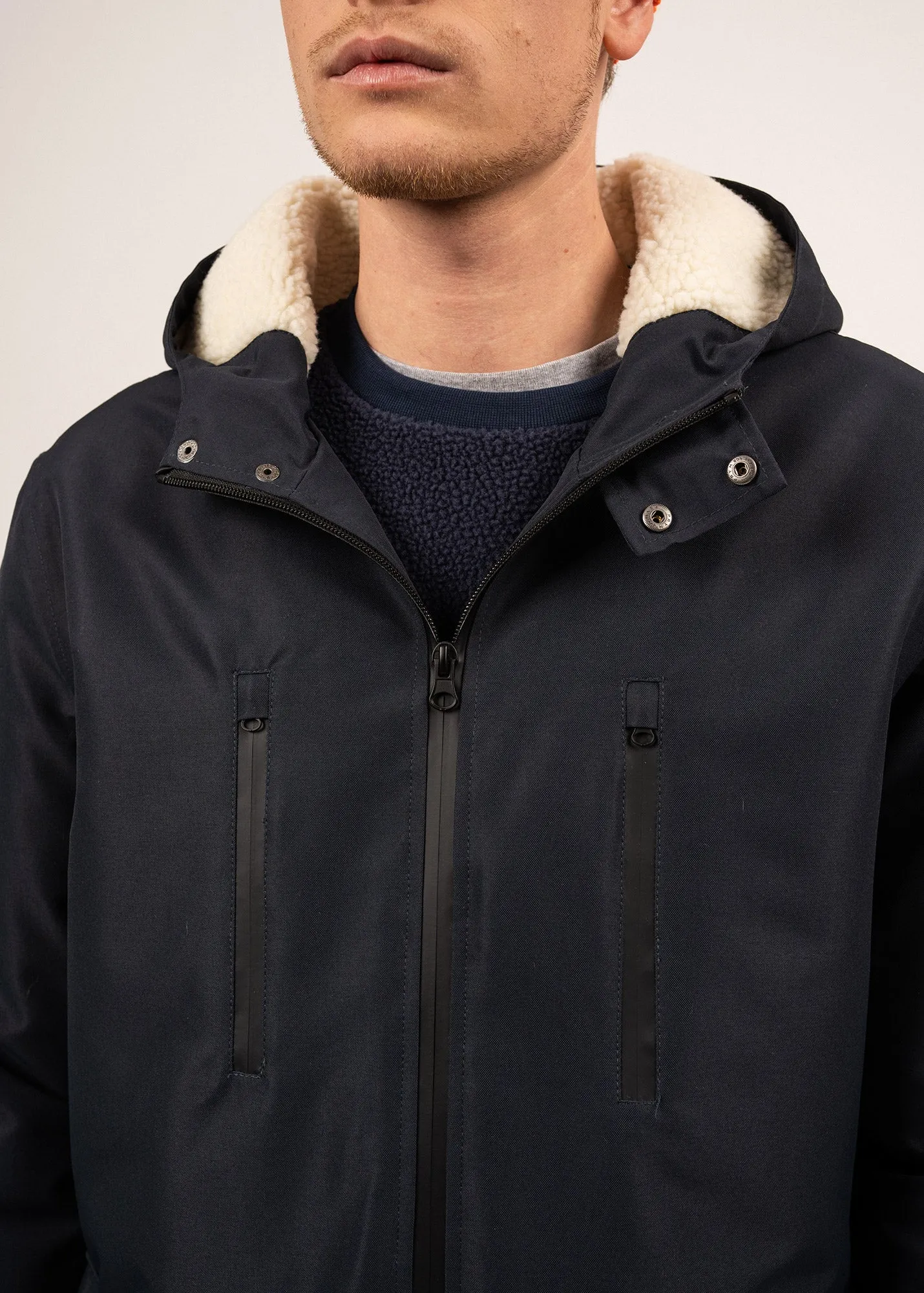 St Gaetan waterproof parka - sherpa lining, down padding (AMIRAL)