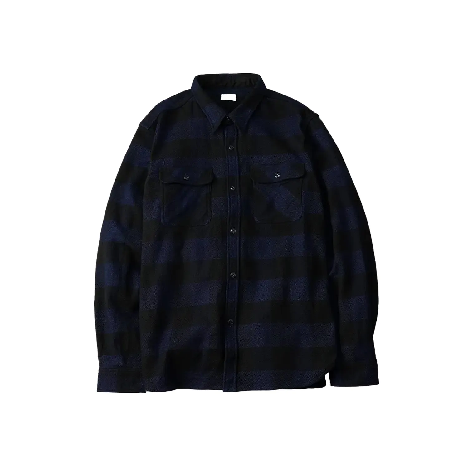 The Flat Head Block Check Work Shirt Indigo