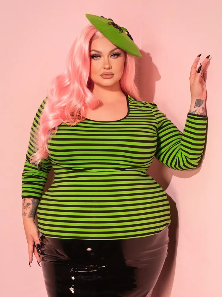 Troublemaker Top in Slime Green and Black Stripes - Vixen by Micheline Pitt