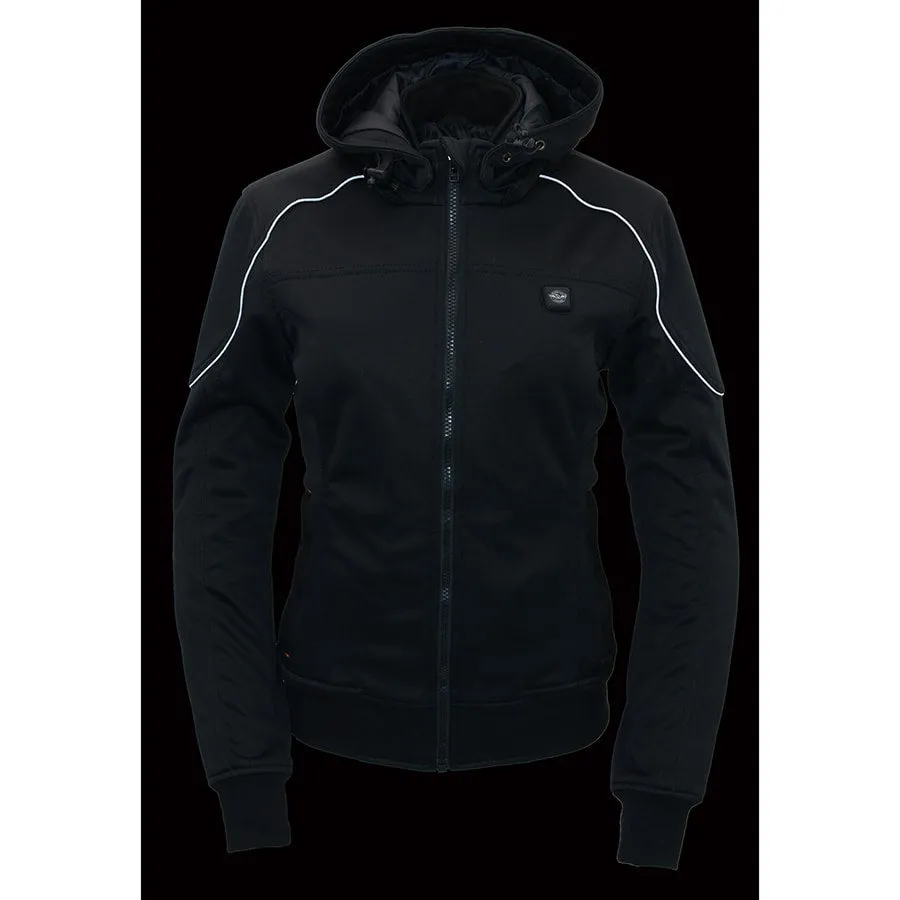 Women’s Black Heated Soft Shell Hooded Jacket with Included Battery Pack